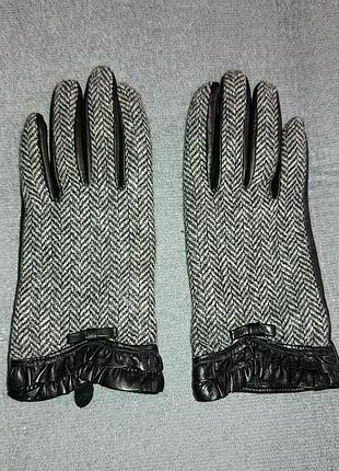 Шкіряні, комбіновані рукавички marks&amp;spencer 3