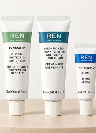 Набір ren clean skincare 3 шт.: креми та бальзам для губ