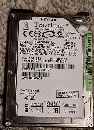 99% ide hdd 2.5 60 гб hitachi 5400 27.4/28.5 жорсткий диск hts541060g9at00 хітачі ATapata