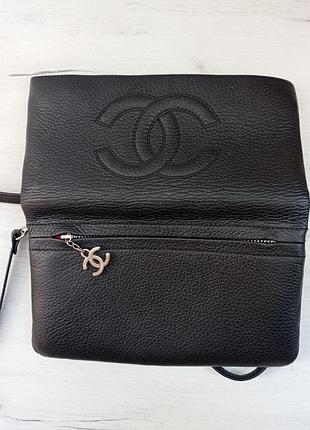 Шкіряна сумка-клатч (wallet on chain) chanel. 3