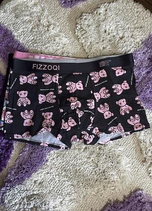 Труси чоловічі fizzoqi, набір 5 пар, чорні з рожевим принтом