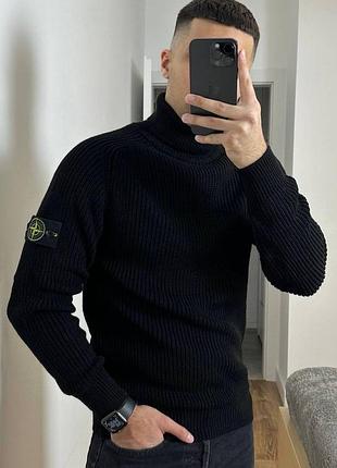 Светр чоловічий stone island чорний, сірий, розміри s-xxl, бавовна, поліестер