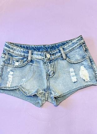 Микрошорты с низкой талией, потертые sumu jeans