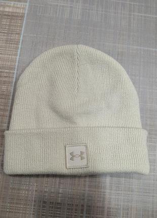 Шапка under armour, молочная, оригинальная спортивная модель