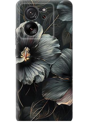 Чехол силиконовый на телефон xiaomi 13t черные цветы "6031u-4142-58250"