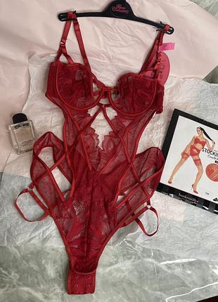 Жіноче боді hunkemoller червоне мереживне