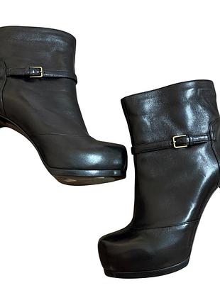 Yves saint laurent tribtoo, утеплені шкіряні ботильони на платформі.