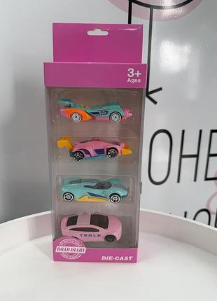 Набір металевих машинок die-cast pink series 4 шт (ігр1032)
