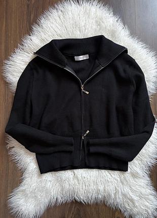 Чорная зипка джемпер кофта на два замка стиль zara