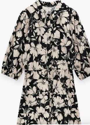 Коротке плаття-сорочка у квітковий принт від zara