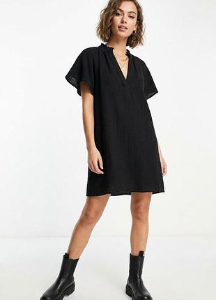 Черное муслиновое платье h&m из 100% хлопка с v-образным вырезом, новое с биркой, размер eur xl