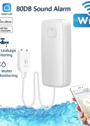 Wi-fi датчик протікання tuya | розумний захист від потопу з повідомленням на телефон