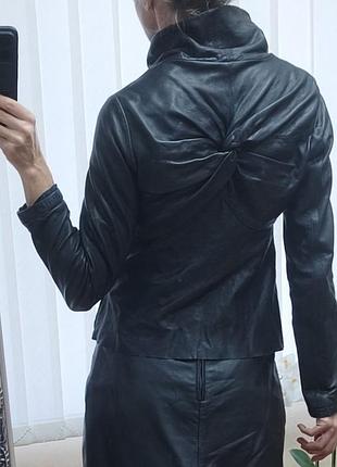 Винтажная кожаная куртка allsaints spitalfields hyde с высоким воротником,
