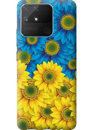 Чехол силиконовый патриотический на телефон realme narzo 50a жёлто-голубые цветы "1048u-2514-58250"