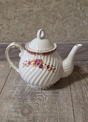 Винтажный чайник shabby chic kensington, fine bone china