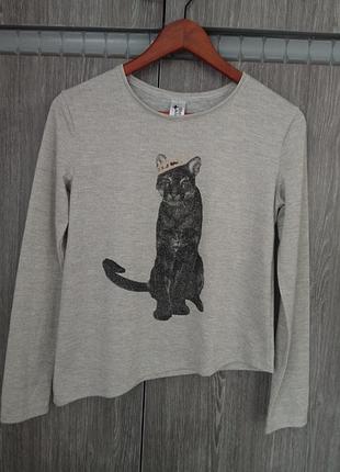 Кофта з принтом котика .here