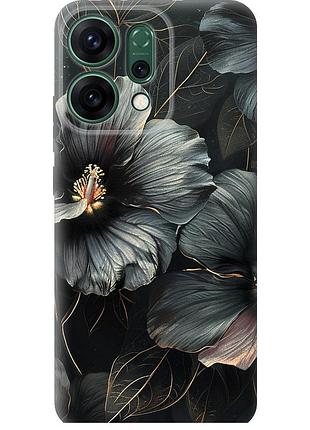 Чехол силиконовый на телефон oppo reno14 5g черные цветы "6031u-4058-58250"