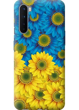 Чехол силиконовый патриотический на телефон oneplus nord жёлто-голубые цветы "1048u-2046-58250"