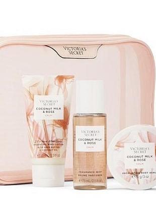Подарунковий набір victoria’s secret coconut milk & rose 4 засоби з косметичкою