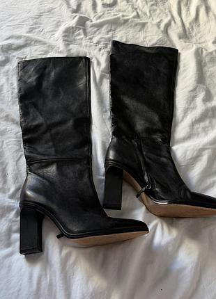 Новые супер трендовые сапоги zara на толстом удобном каблуке, размер 41