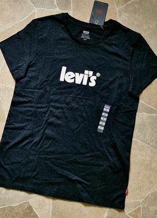 Оригінальна чорна футболка levi's з логотипом (розмір s, нова з бірками