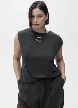 Блуза dkny black sleeveless blouse with back zipper р l