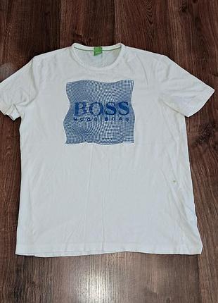 Мужская уникальная футболка hugo boss с большим лого оригинал