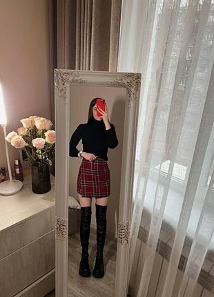 Твидовая юбка в клетку на запах
