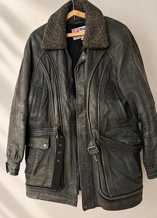 Вінтажна важка шкіряна куртка-парка cool cat industries / korea / xl 52/54