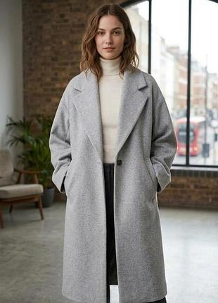 Стильный оверсайз пальто zara / стильное осеннее женское пальто зара oversize качественное женское пальто на демисезон серого цвета