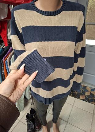 Светр brandy melville у смужку, бежево-синій 🤎💙