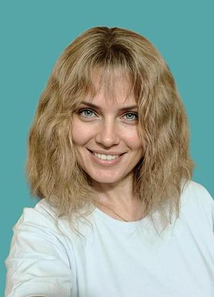 Перука зі 100% натурального людського волосся, пшенично-русява з темними коренями, хвиляста, каре