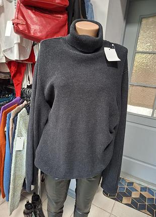 Жіночий гольф h&m темно-сірий у рубчик, розмір l 🤍