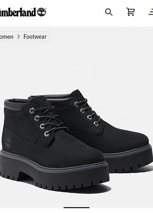Черные кожаные нубуковые ботинки на платформе timeberland stone street waterproof platform chukka