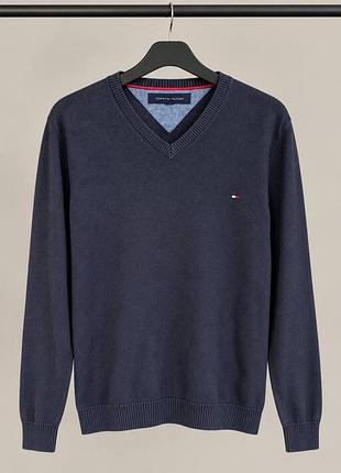 Чоловічий светр tommy hilfiger темно-синій бавовняний m
