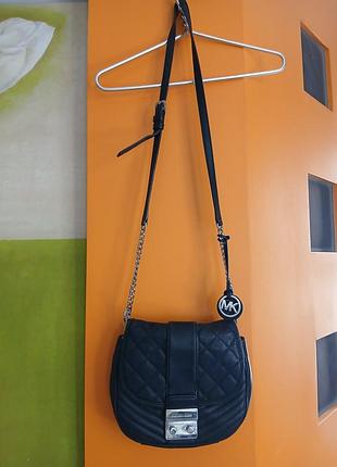 Сумка жіноча michael kors чорна шкіряна стьобана