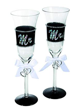 Свадебные бокалы для шампанского "mr. & mrs."