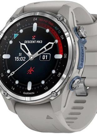 Годинник-навігатор garmin descent mk3, 43mm, passvtd steel/fog gry, dive computer