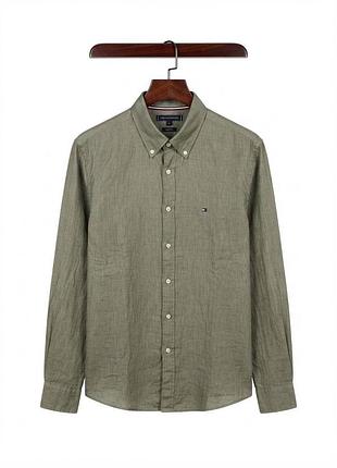 Сорочка tommy hilfiger regular fit оригінал m-l оливковий хакі