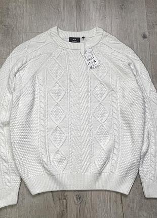 Новий чоловічий білий светр c&a розмір m, оверсайз / relaxed fit