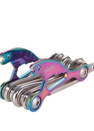 Мультиинструмент для велосипедов troika bike tool, с 18 функциями, радужная отделка