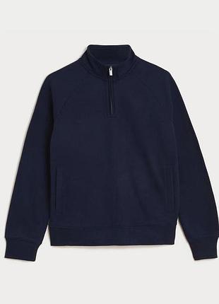Хлопковый свитшот/кофта с воротником поло zip marks &amp; spencer