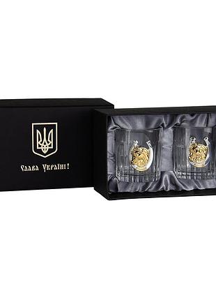 Набор бокалов для виски "золотый кiнь 2026" boss crystal, 2 бокала, серебро, золото, чистый хрусталь