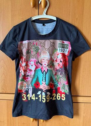 Футболка чоловіча gucci чорна з принтом
