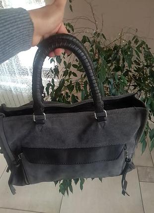 Сумка жіноча zara сіра замшева