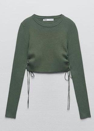 Вкорочений джемпер топ в рубчик zara