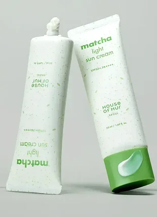 Легкий солнцезащитный крем с матча spf50+ pa++ house of hur matcha light sun cream