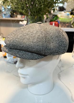 Кепка 🧢 вантажна marc darcy london твідова восьмиклинка нова. розмір s/m 56-58см сіра в ялинку хуліганка гострі картузи утеплена зимова без навушників