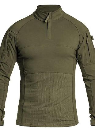 Чоловіча бойова сорочка mil-tec combat shirt assault field комбат сорочка олива з довгим рукавом
