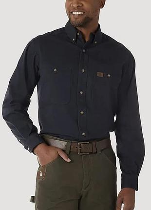 Чоловіча сорочка wrangler riggs workwear темно-синя великий розмір